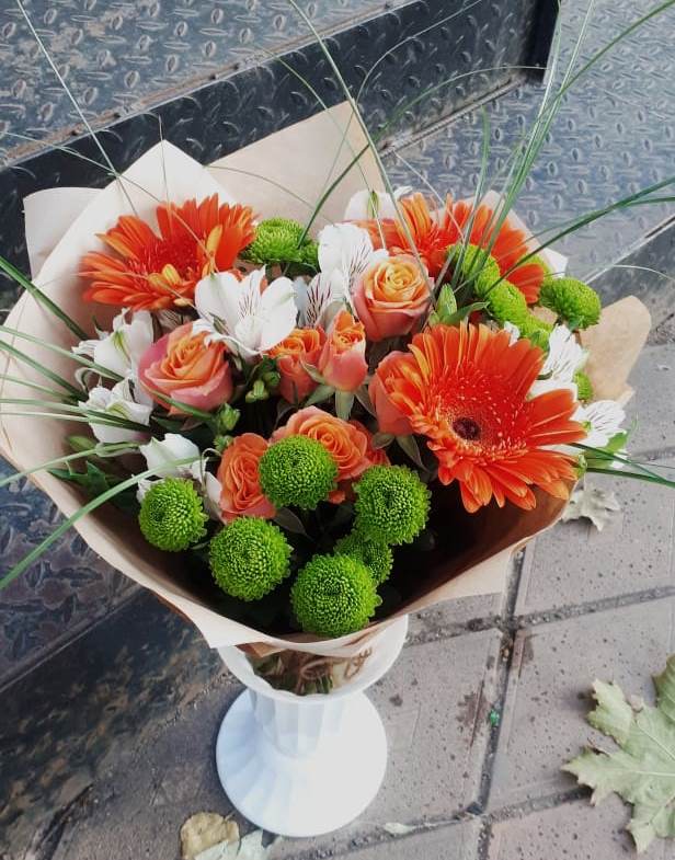 Букет цветов из: Герберы, Хризантемы, Альстромерии и Розы в Тарбагатае Республики Бурятия