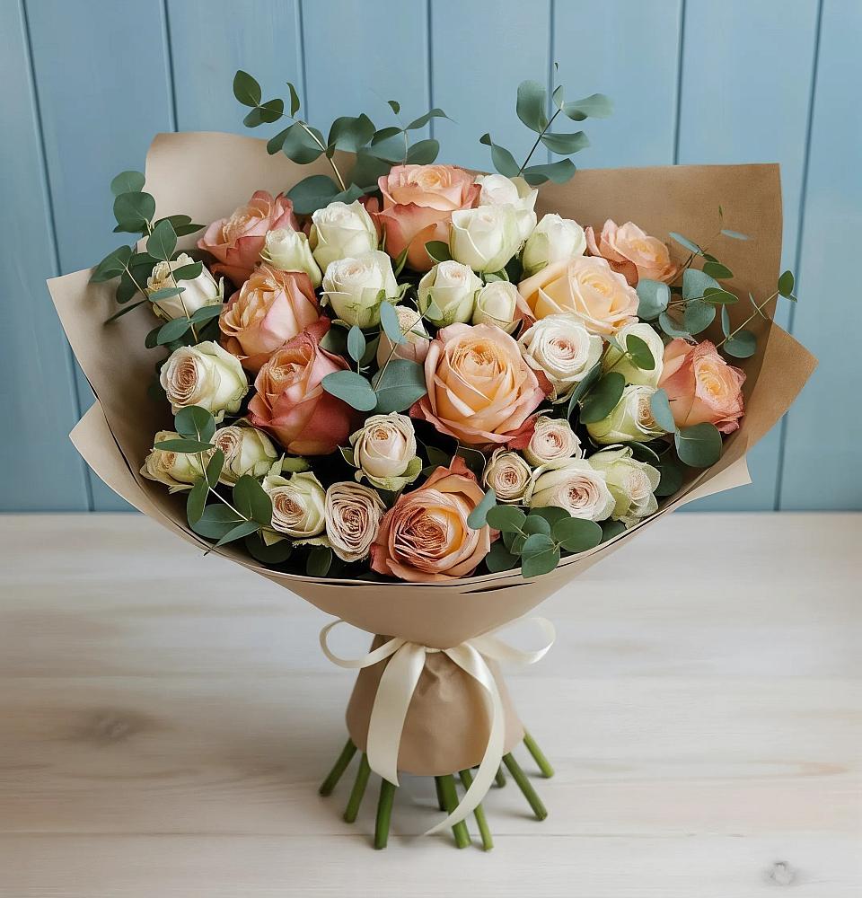 Букет цветов из: Альстромерии и Розы в Тарбагатае Республики Бурятия