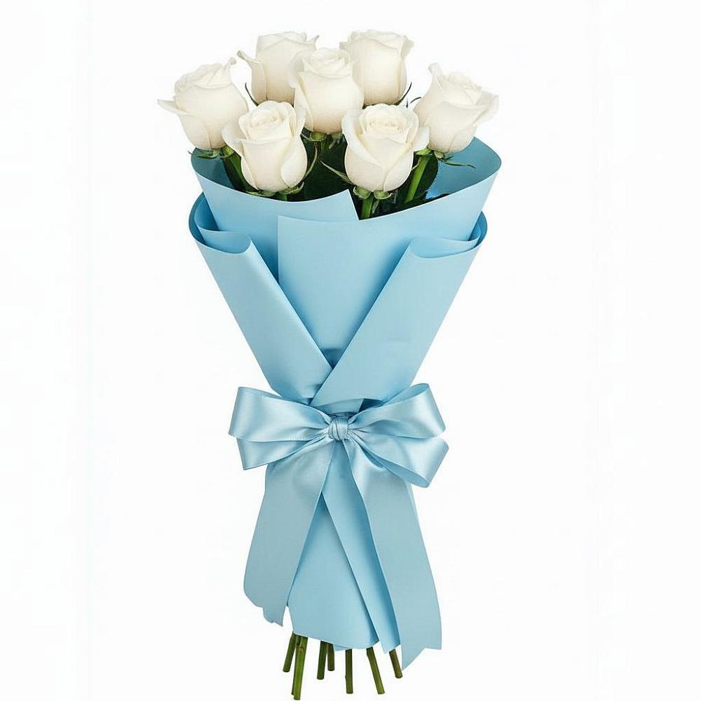 Букет 7 белых роз Проуд в Тарбагатае Республики Бурятия