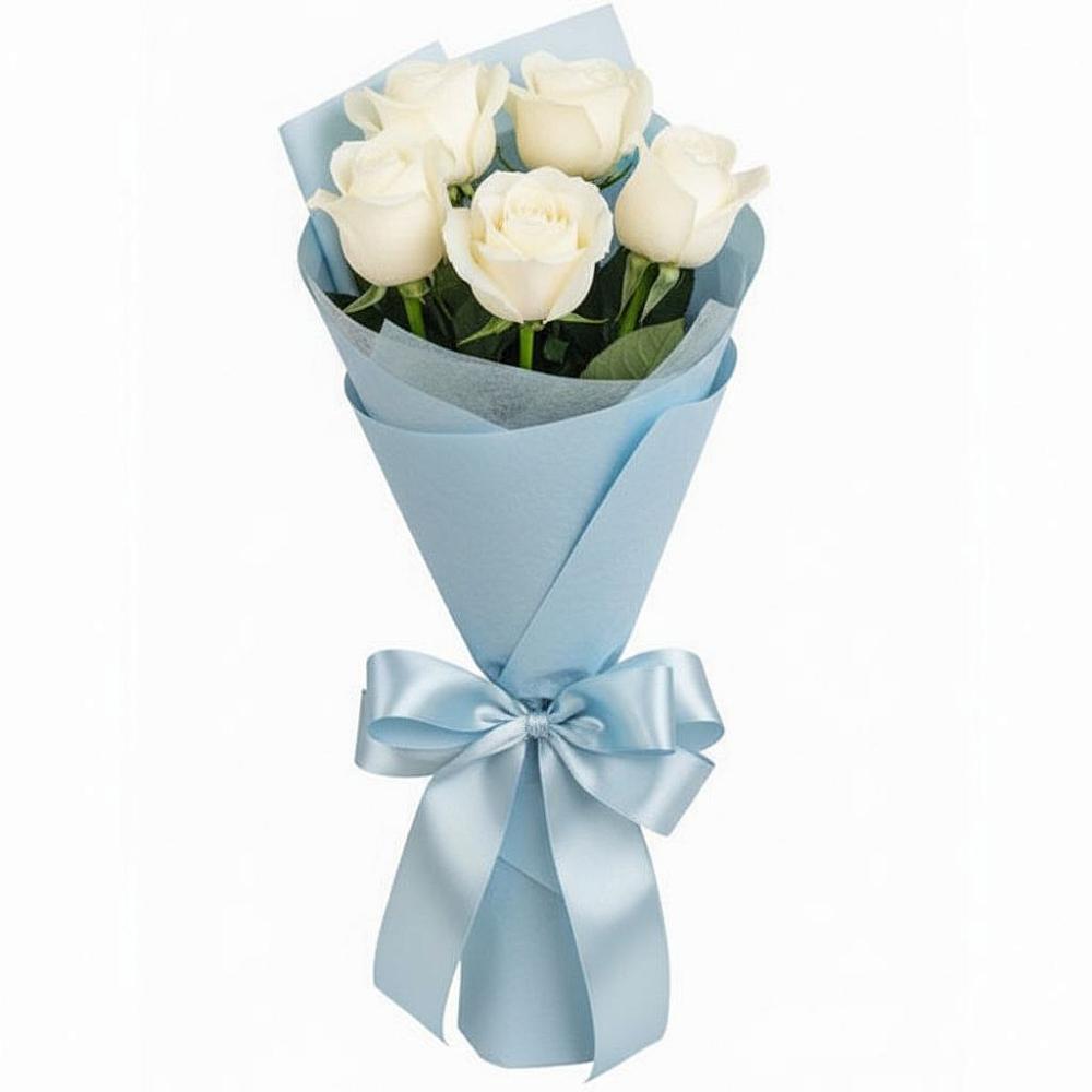 Букет 5 Белых роз Проуд в Тарбагатае Республики Бурятия