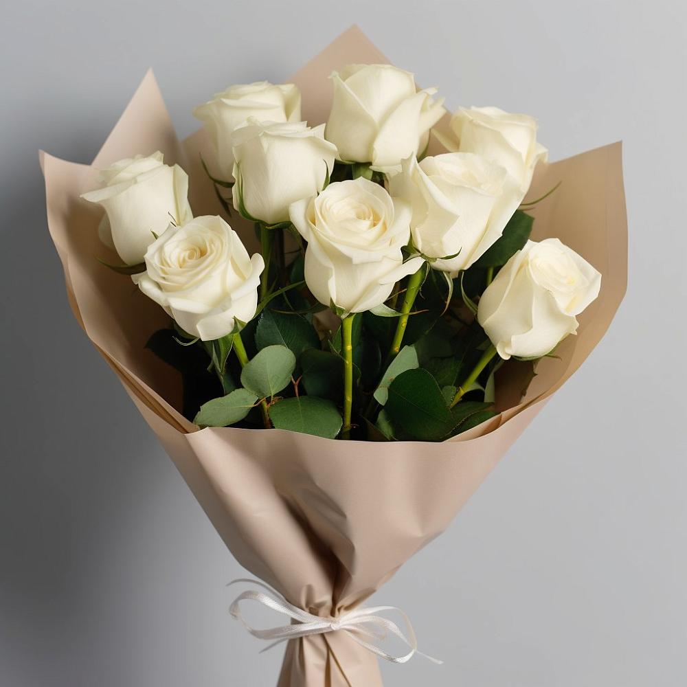 Букет 9 Белых роз Эдлесс Лав в Тарбагатае Республики Бурятия