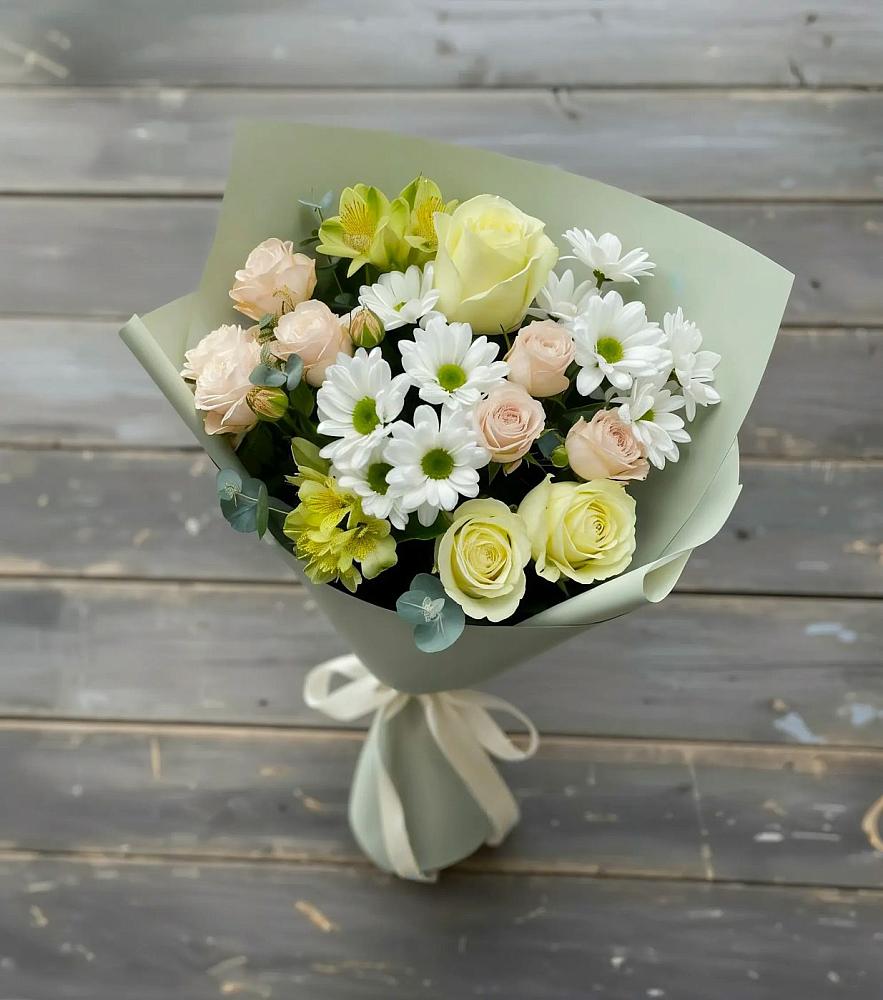 Букет цветов из: Альстромерии, Розы и Хризантемы в Тарбагатае Республики Бурятия