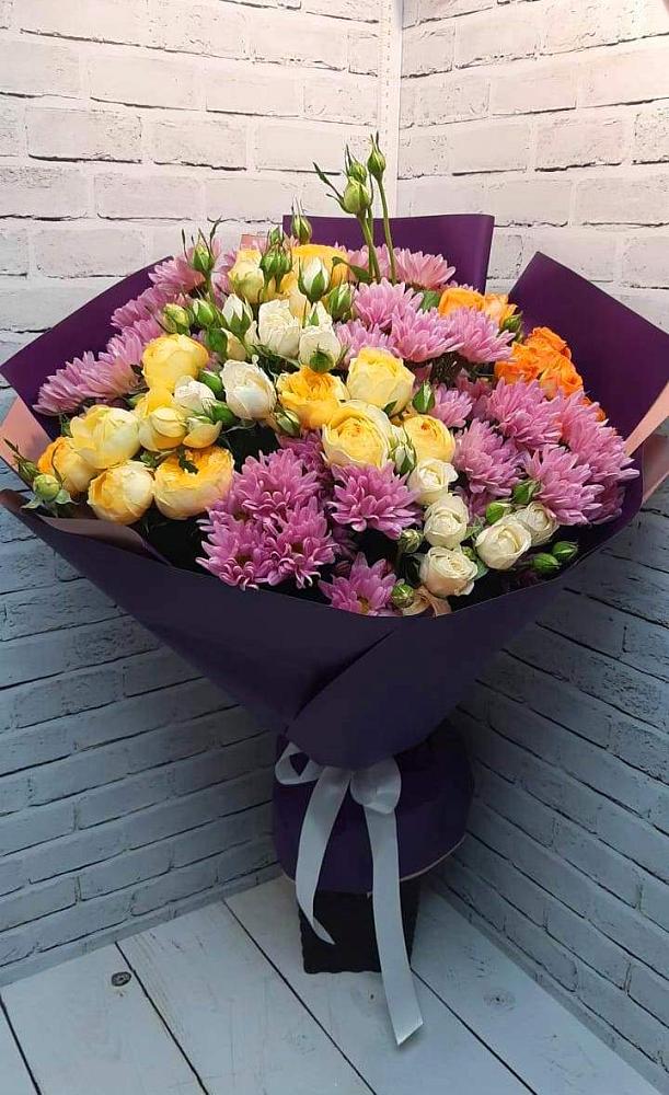 Букет цветов из: Хризантемы и Розы в Тарбагатае Республики Бурятия