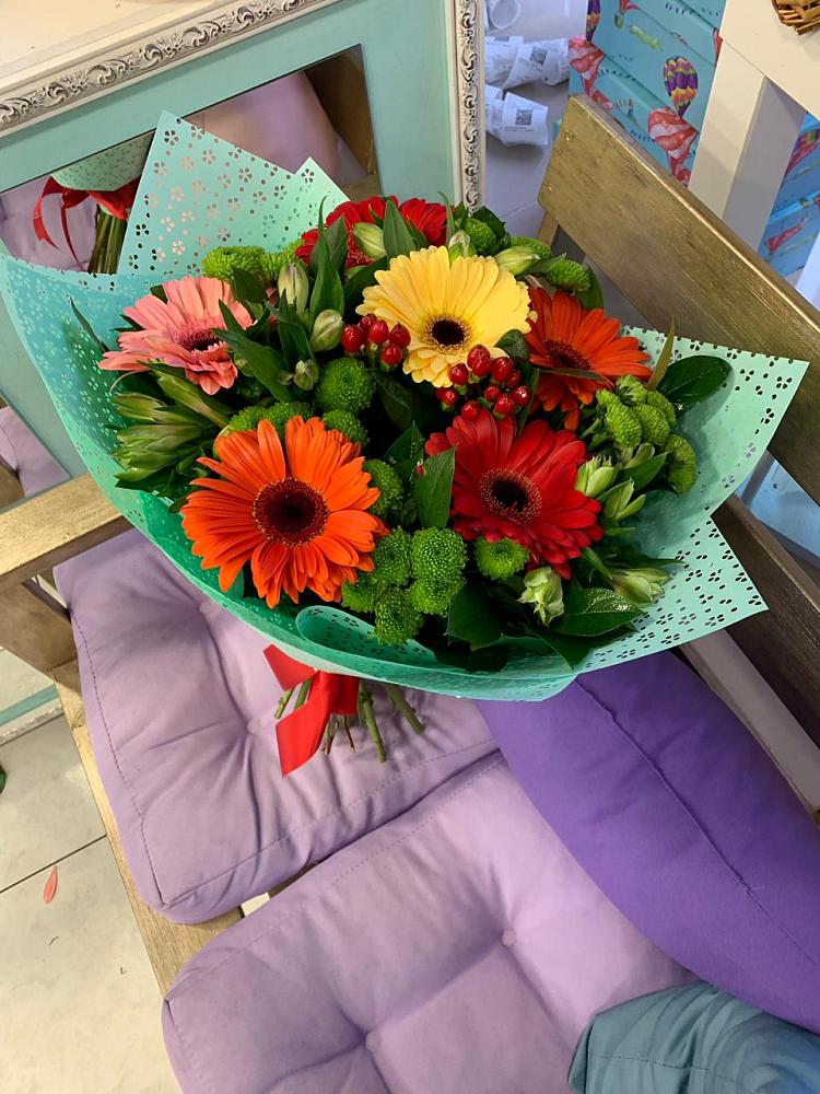 Букет цветов из: Герберы, Хризантемы и Альстромерии в Тарбагатае Республики Бурятия