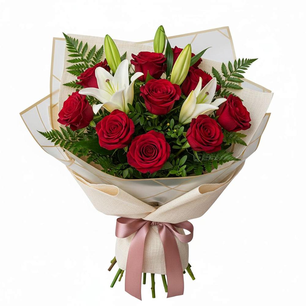 Букет цветов из: Лилии и Розы в Тарбагатае Республики Бурятия