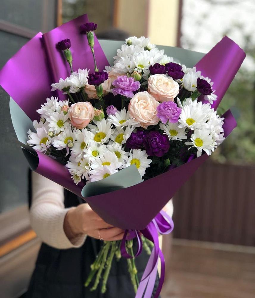 Букет цветов из: Хризантемы, Гвоздики и Розы в Тарбагатае Республики Бурятия