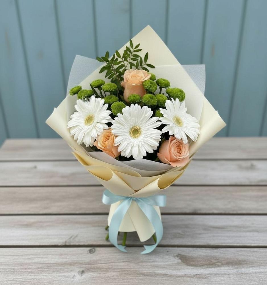 Букет цветов из: Герберы, Розы и Хризантемы в Тарбагатае Республики Бурятия