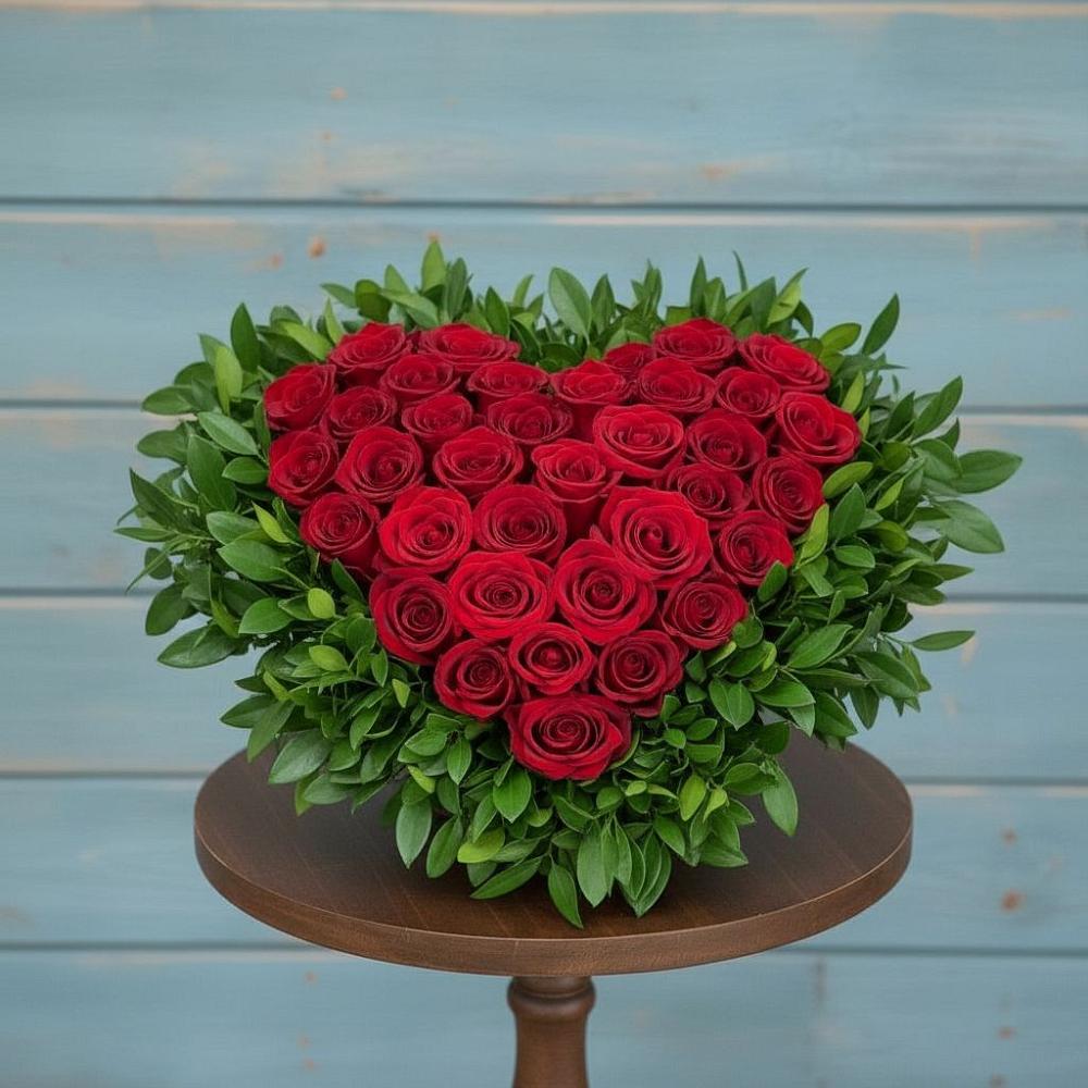 Цветочная композиция из Розы в виде сердца в Тарбагатае Республики Бурятия