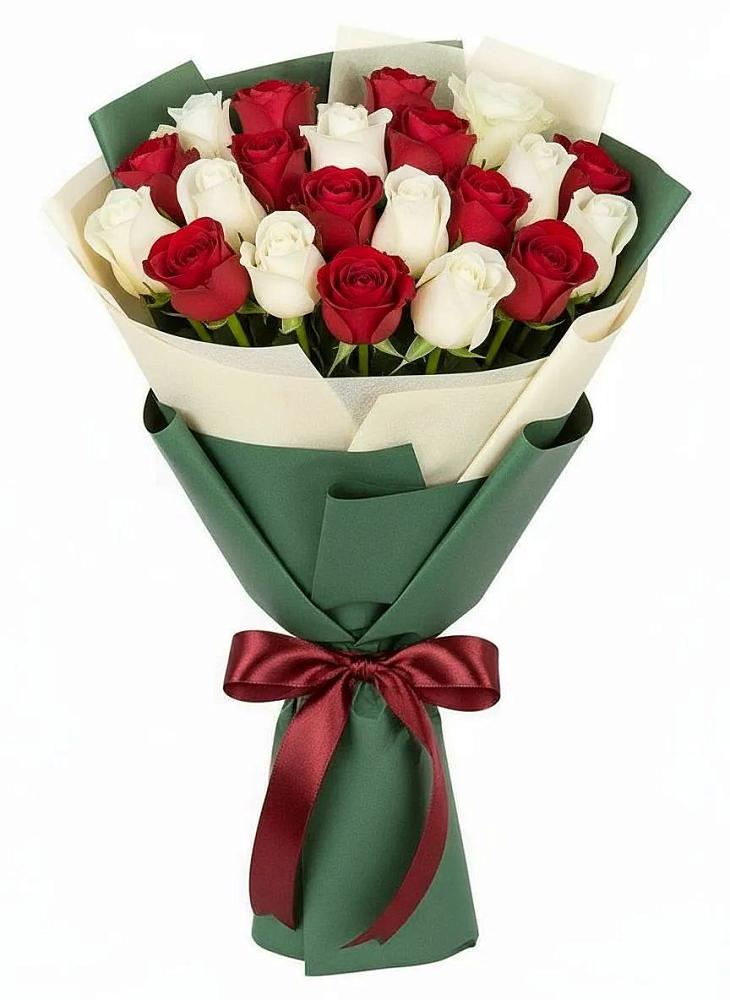 Букет Микс из красных и белых роз в Тарбагатае Республики Бурятия