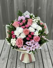 Букет цветов из:  Альстромерии, Гвоздики, Розы и Хризантемы в Тарбагатае Республики Бурятия