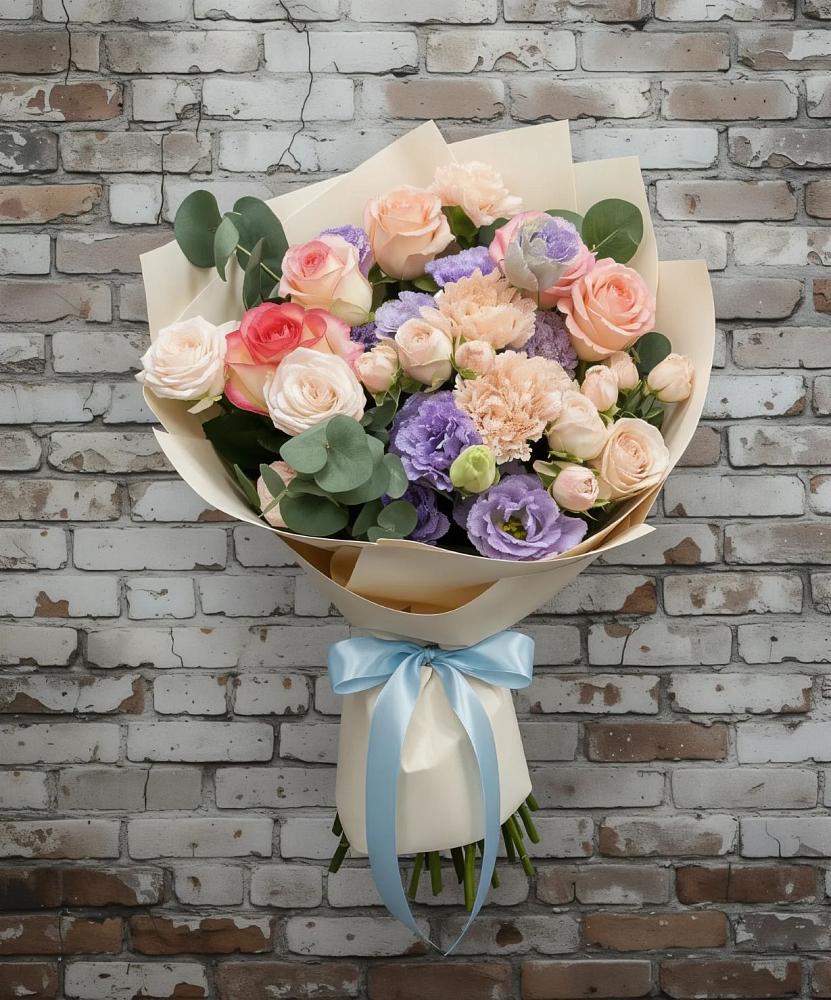 Букет цветов из: Розы, Лизиантусы и Гвоздики в Тарбагатае Республики Бурятия