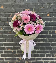 Букет цветов из:  Герберы и Хризантемы в Тарбагатае Республики Бурятия