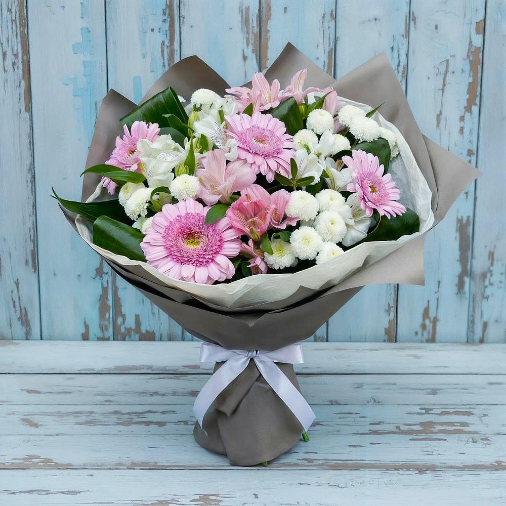 Букет цветов из: Герберы, Альстромерии и Хризантемы в Тарбагатае Республики Бурятия