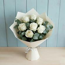 Букет Белые розы в Эвкалипте в Тарбагатае Республики Бурятия