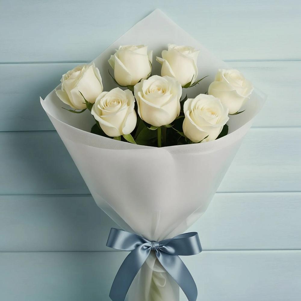 Букет 7 Белых роз Эдлесс Лав в Тарбагатае Республики Бурятия